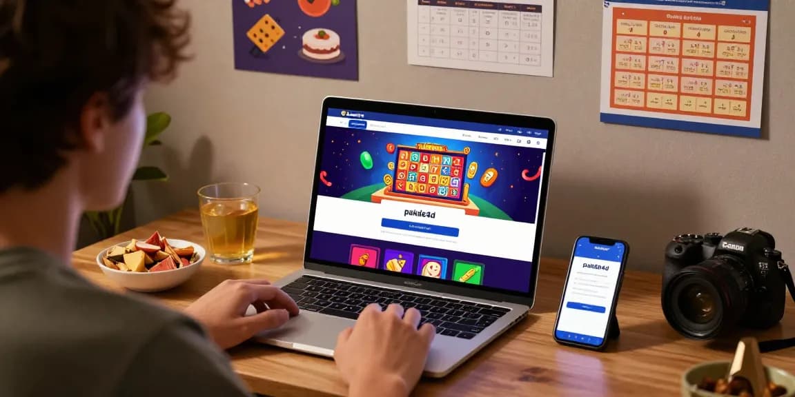 Engaging user experience on pakde4d online lottery platform with colorful visuals and a cozy gaming setup.