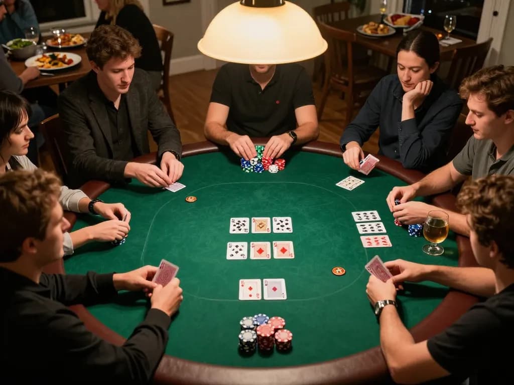 Engaged players enjoying a friendly poker game night showcasing dynamic action at open88.com.