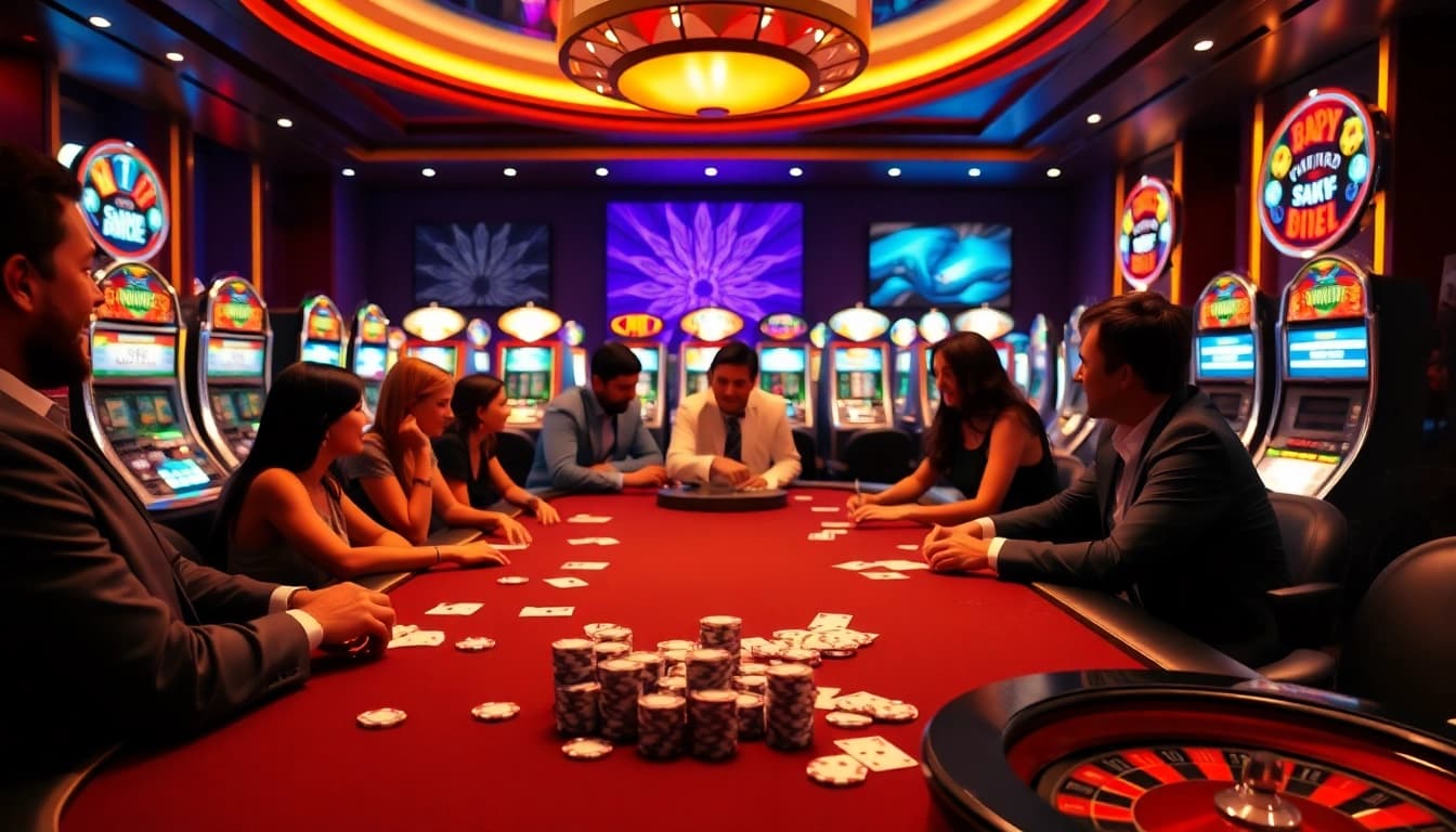 Players engaging in a thrilling porn game at a vibrant casino table.