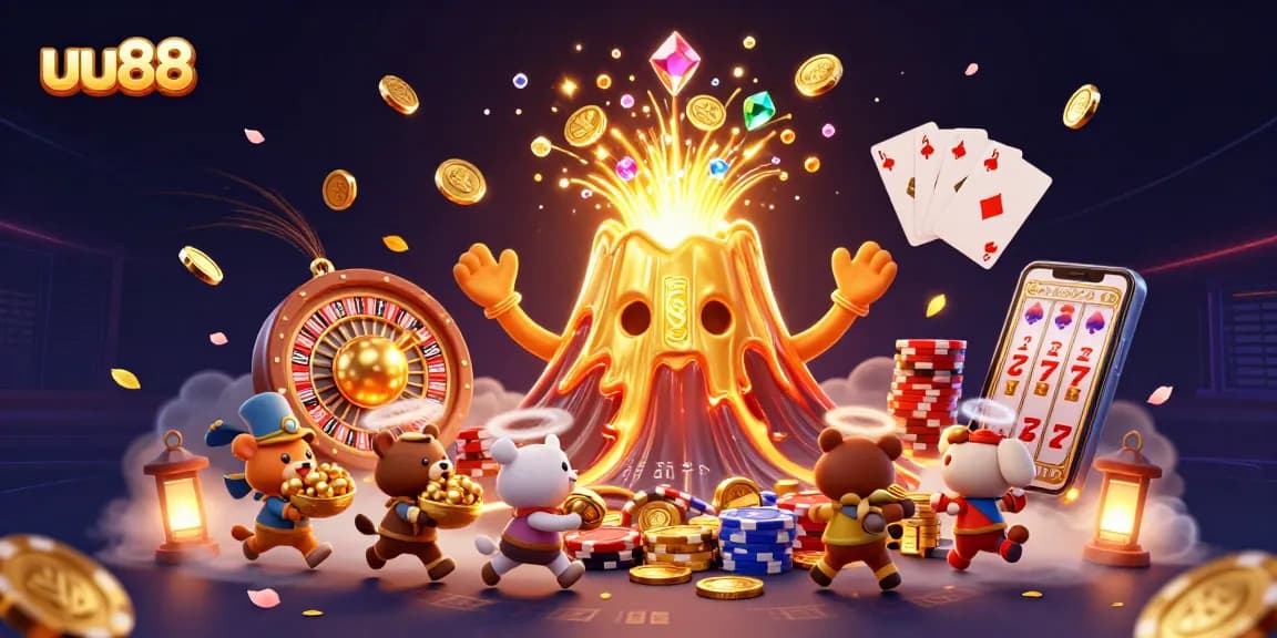 Experience thrilling gameplay at uu88 with a dynamic illustration showcasing fortune and excitement.