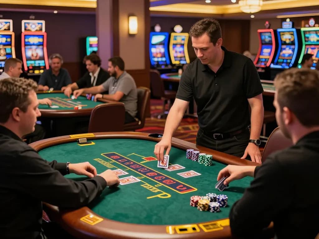 Players enjoying a game at LC88 chính thức blackjack table, showcasing dynamic casino action and strategic gameplay.