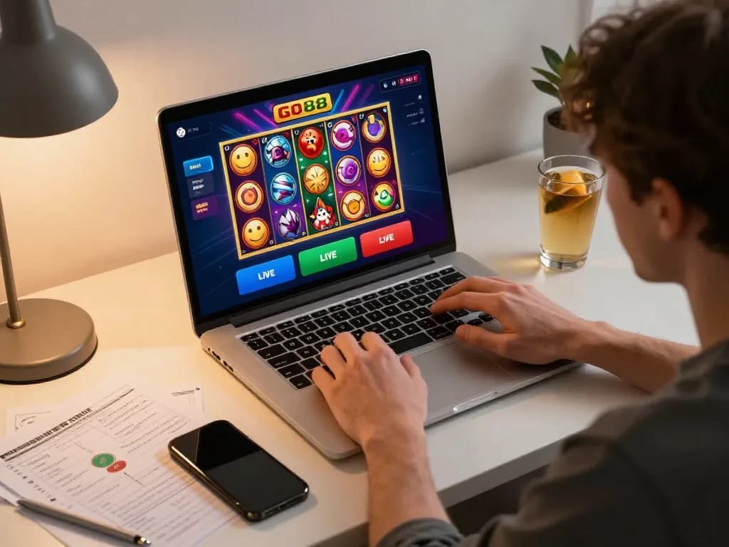 Experience the thrill of online gambling with GO88 on mobile, showcasing vibrant slot games and exciting features.
