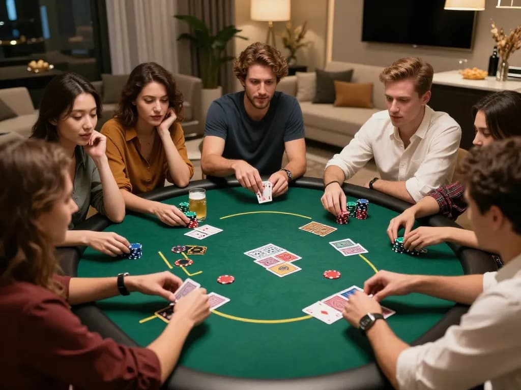 Gathering friends for an exciting poker night at home, showcasing strategic gameplay on the trang chủ ww88.