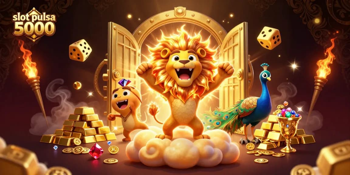 Mainkan slot pulsa 5000 dengan grafis menarik, menampilkan kekayaan dan keseruan permainan slot.