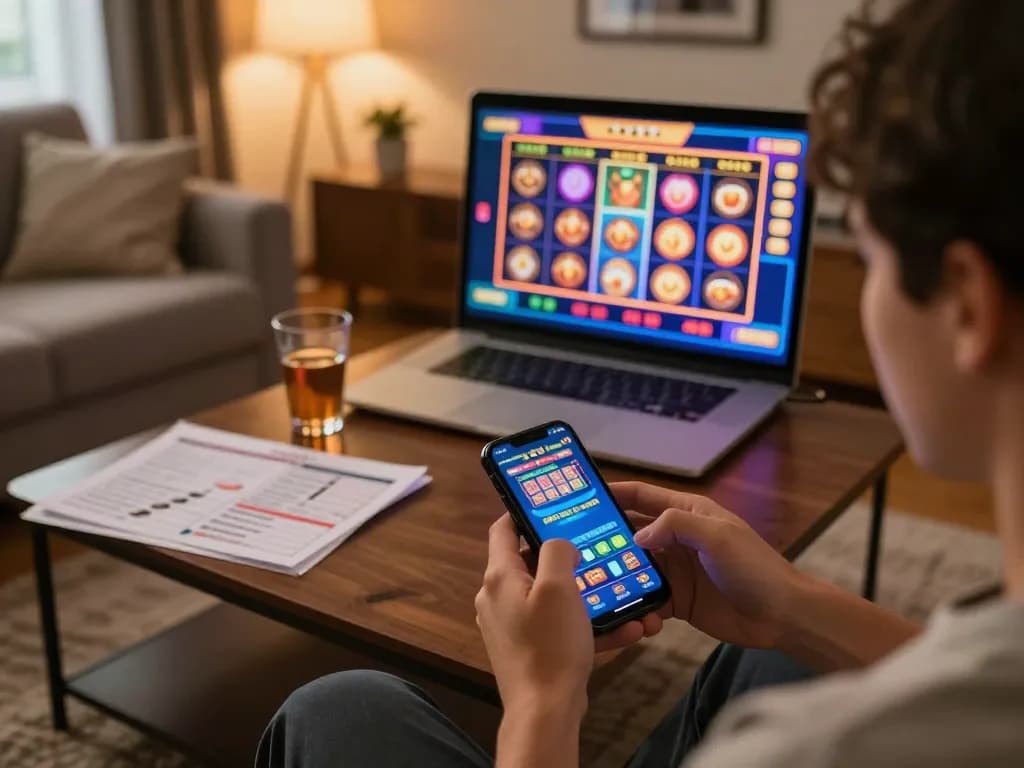 Sunwin mobile gaming session showcasing player excitement during slots gameplay.