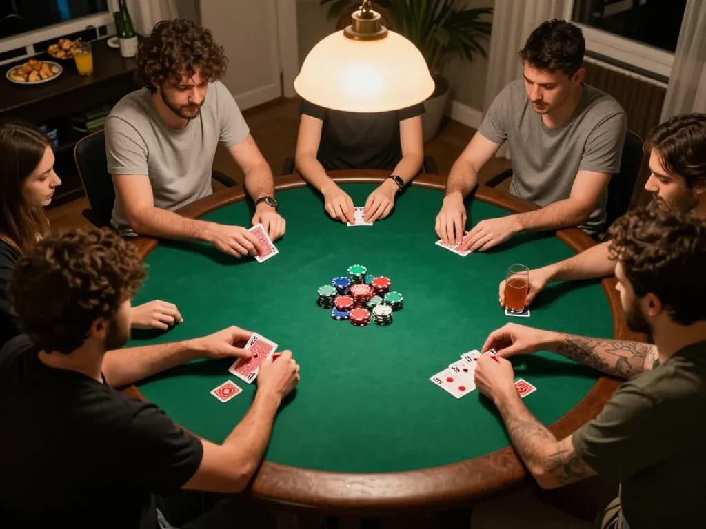 Engaging poker game night at home with friends, showcasing dacsandatphanrang com atmosphere and strategy