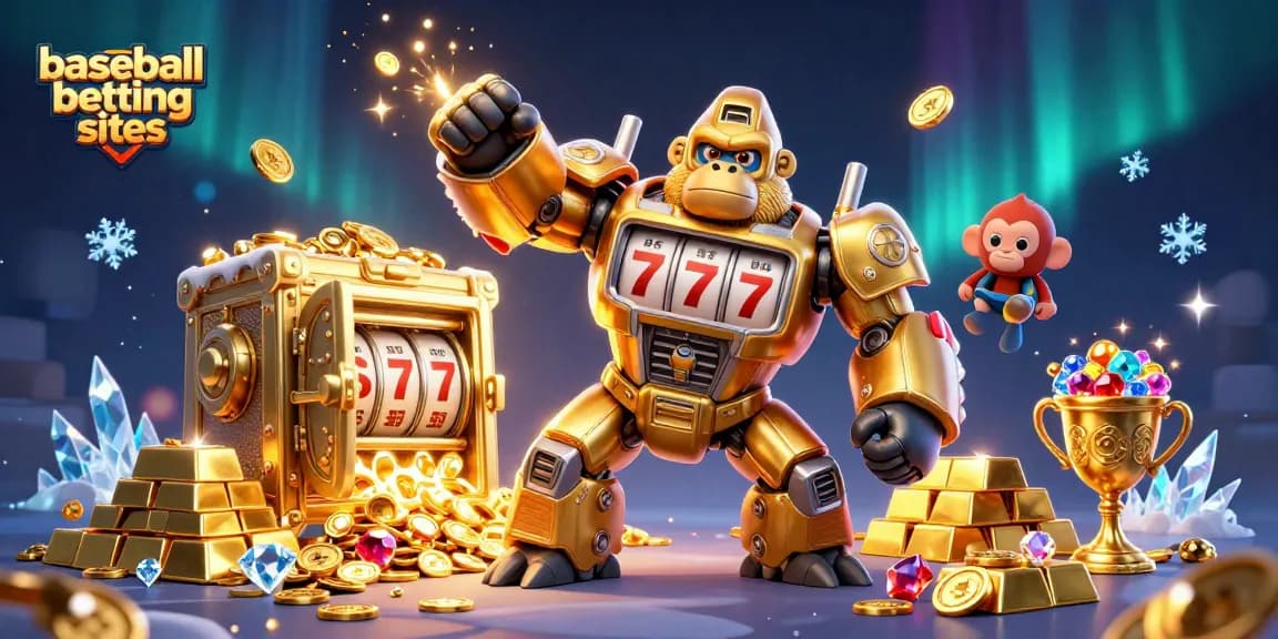 Engage with baseball betting sites through this vibrant 3D illustration showcasing a dynamic gorilla mech.