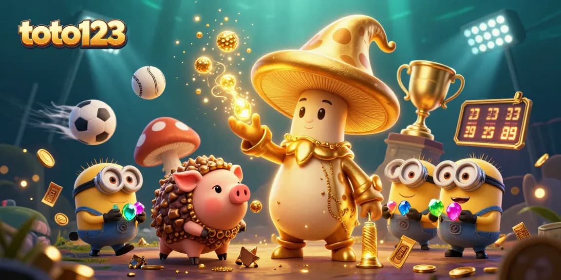 Experience the thrilling action of sports betting with toto123 in a magical 3D illustration.