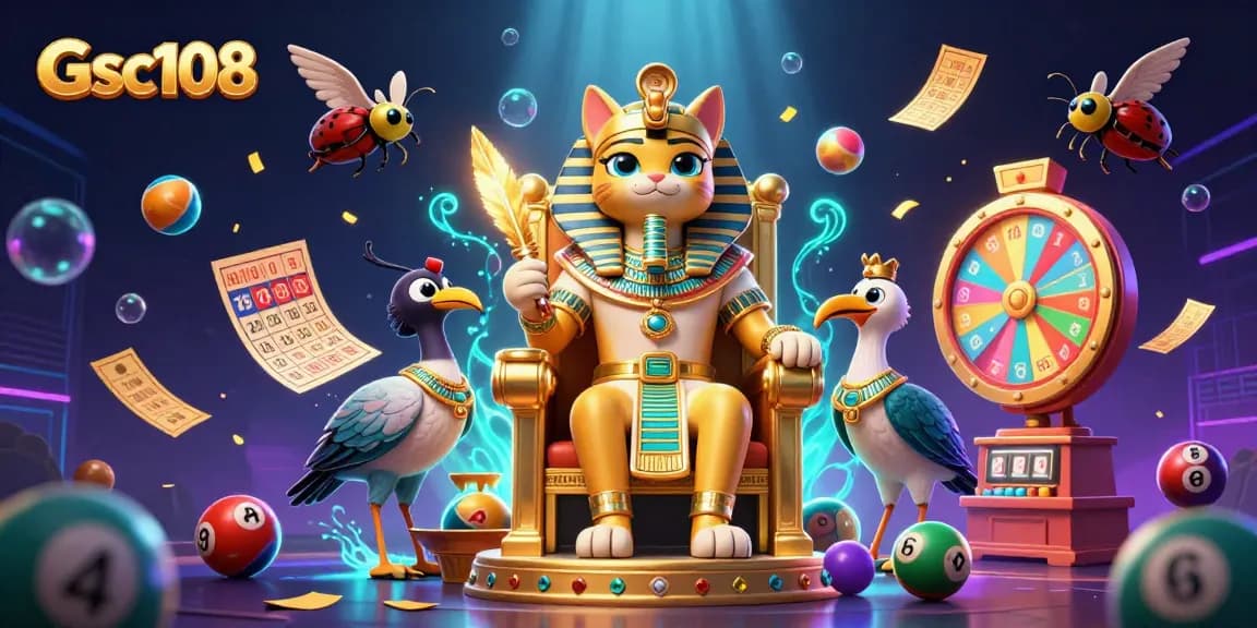Gsc108 menggabungkan permainan lotere dengan kucing firaun dan tiket emas untuk pengalaman kasino terbaik.