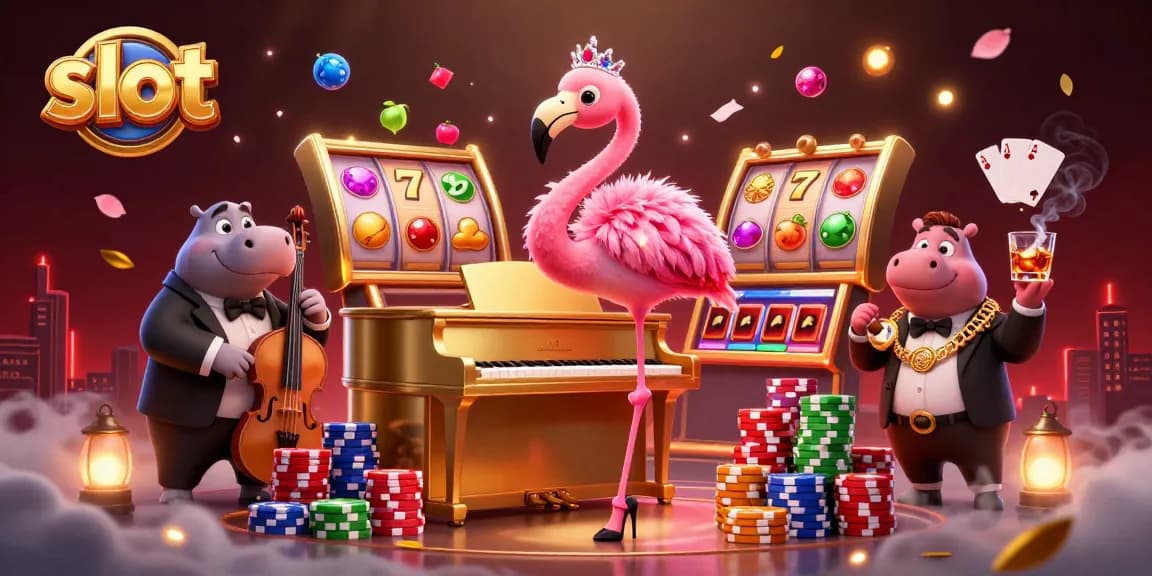 Spin colorful slot reels surrounded by vibrant casino characters for thrilling wins!