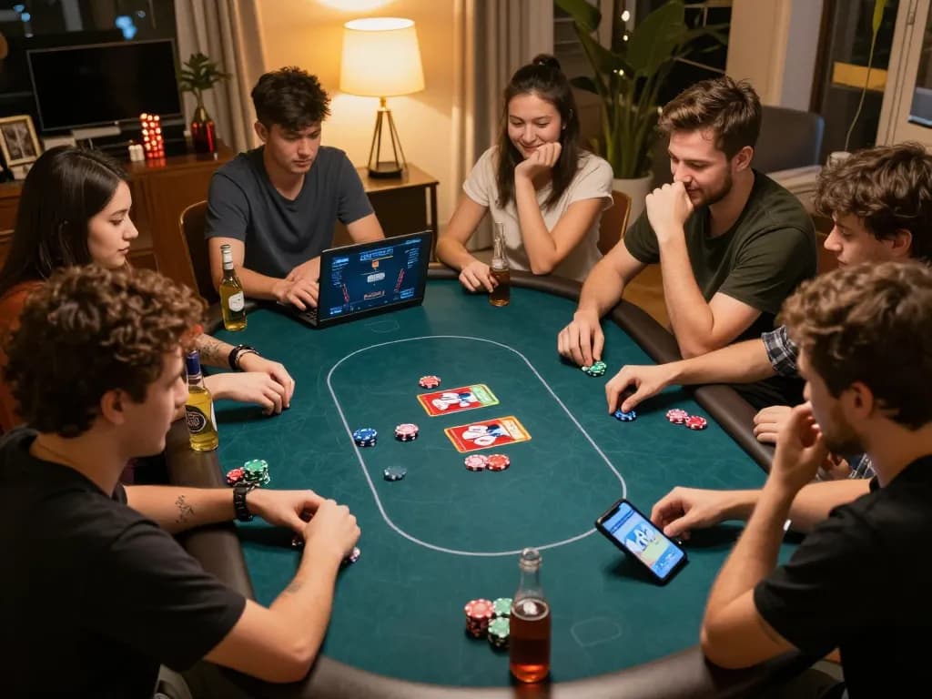 Engaged players using sky88 for an online poker game showcasing strategy and social interaction
