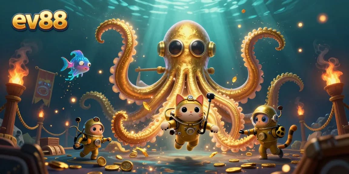 Engage with ev88's thrilling online casino experience in an exciting underwater adventure.