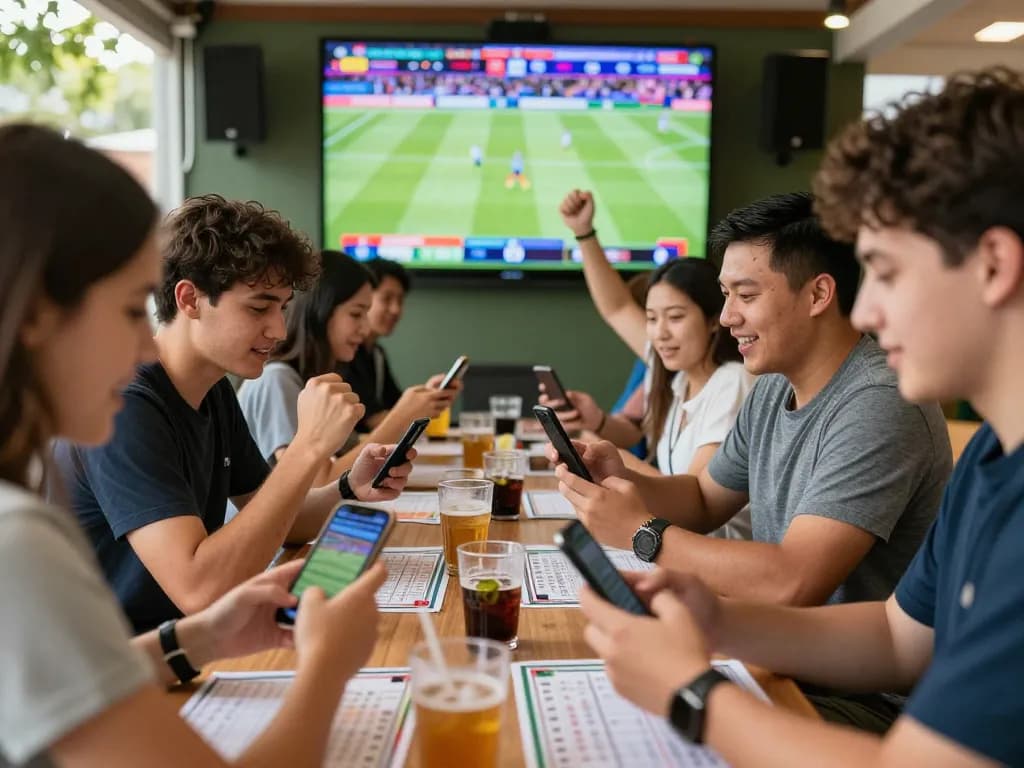 People engaging in sports betting while enjoying the excitement of tin soi kèo at a vibrant outdoor venue.