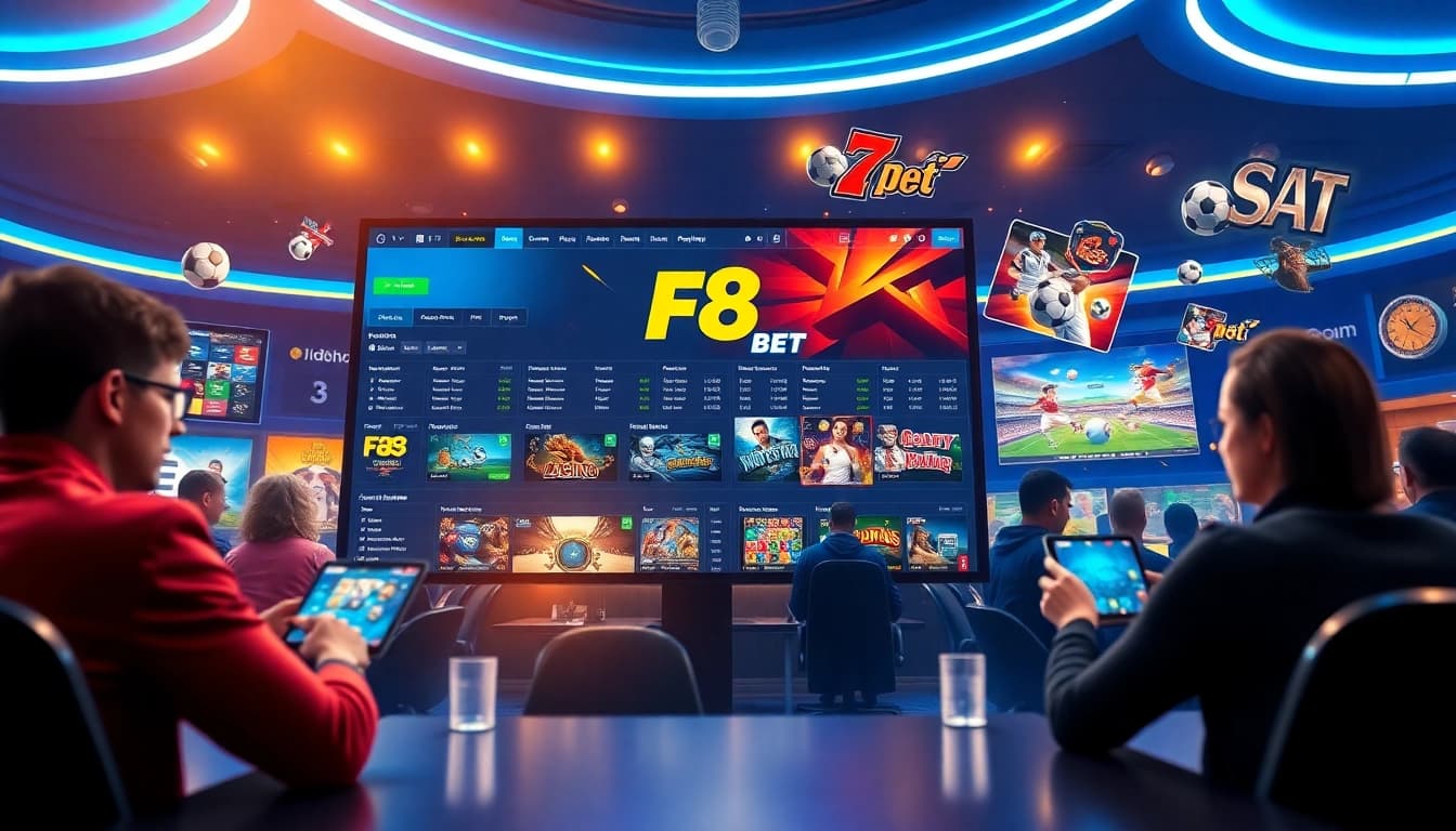 Exciting digital betting scene at F8 BET with modern interface and enthusiastic players engaging online.