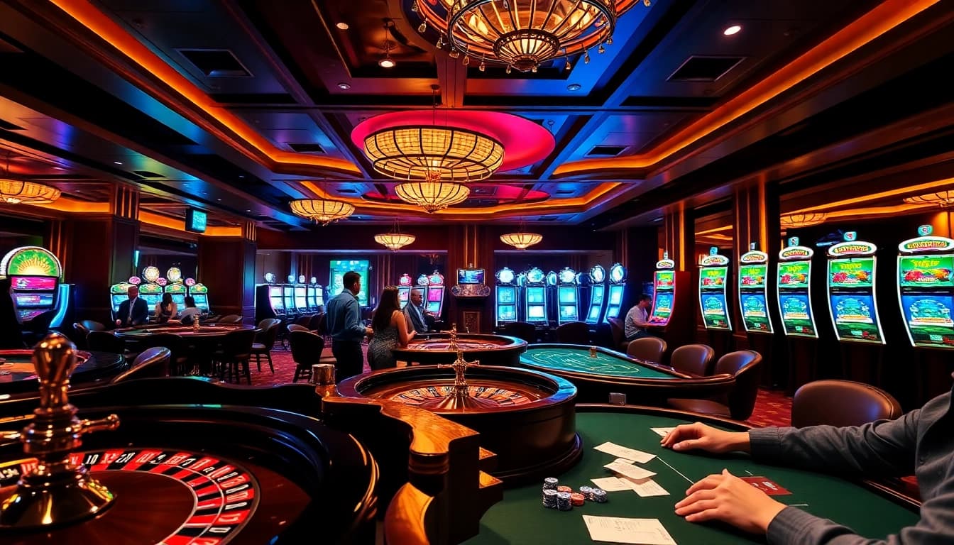 Experience thrilling eejl gaming in a luxurious casino setting with vibrant tables and interactive play.