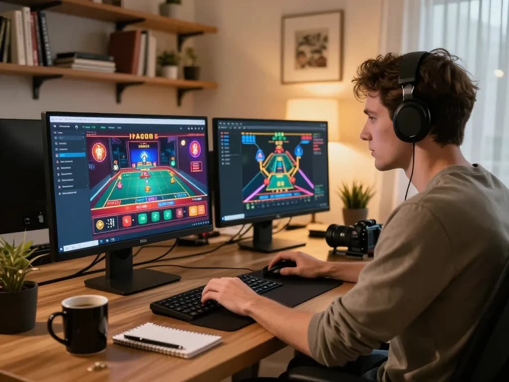 Engaging online gaming scene showcasing RR88 SELECT in a cozy home setup with a player focused on gameplay