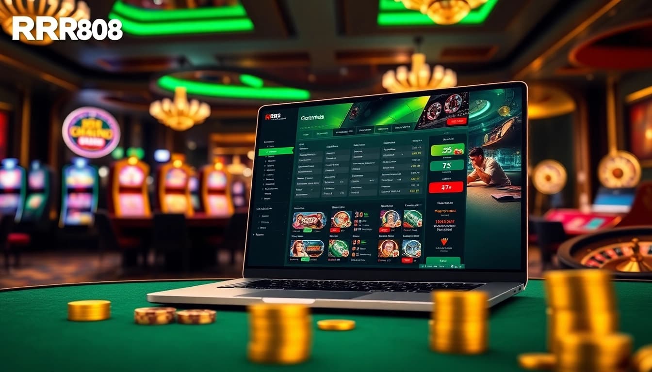 Engaging online gambling scene at Trang Chủ RR88 with vibrant casino elements and a modern betting platform.