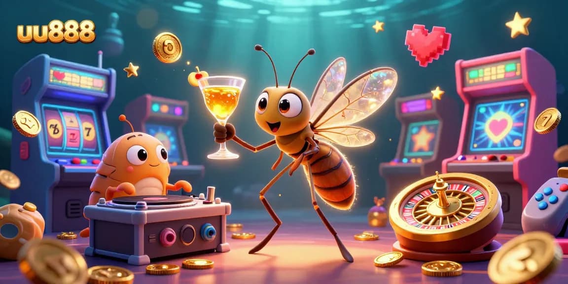 Engage in thrilling gameplay with uu888’s vibrant casino mascot and lively gaming elements.