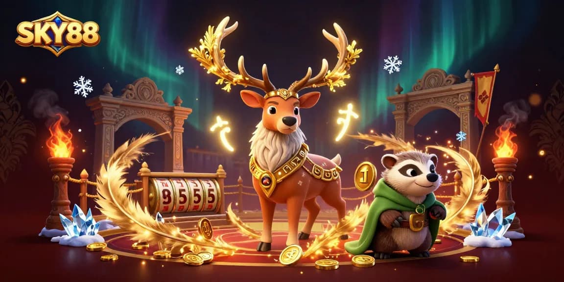 Experience thrilling gameplay at SKY88 with a vibrant gaming scene featuring Celtic characters and casino elements.