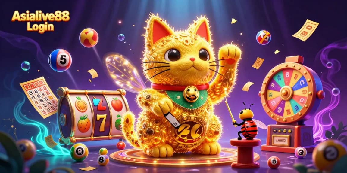 Experience the excitement of Asialive88 Login through a vibrant 3D casino world, showcasing dynamic gambling elements.