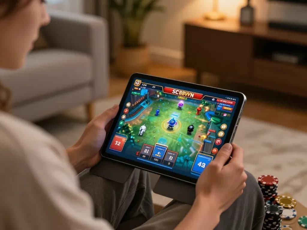 Player actively engaging with SC88VN's online casino interface, focusing on strategic gameplay with chips visible.