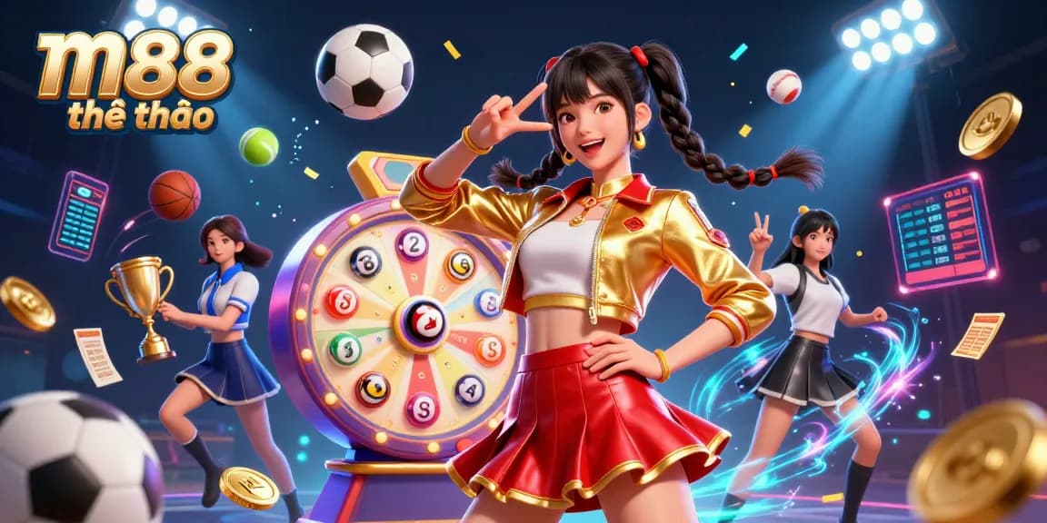 Cảnh hấp dẫn thể hiện m88 thể thao với các yếu tố thể thao năng động và năng lượng sống động.