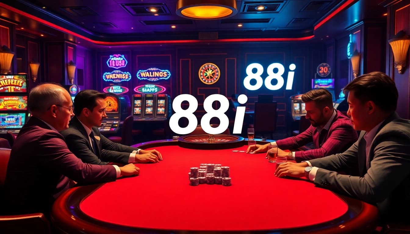 Exciting poker game at 88i casino with players engaged and vibrant atmosphere.
