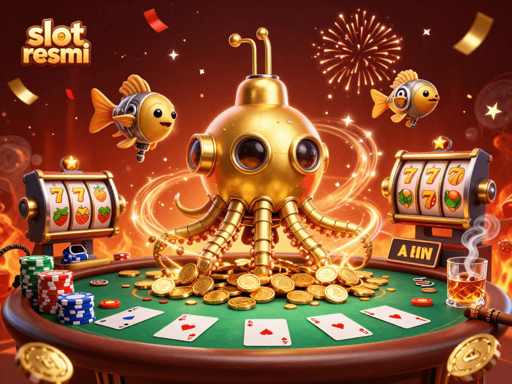 Spin to win at slot resmi with vibrant casino elements and playful characters.