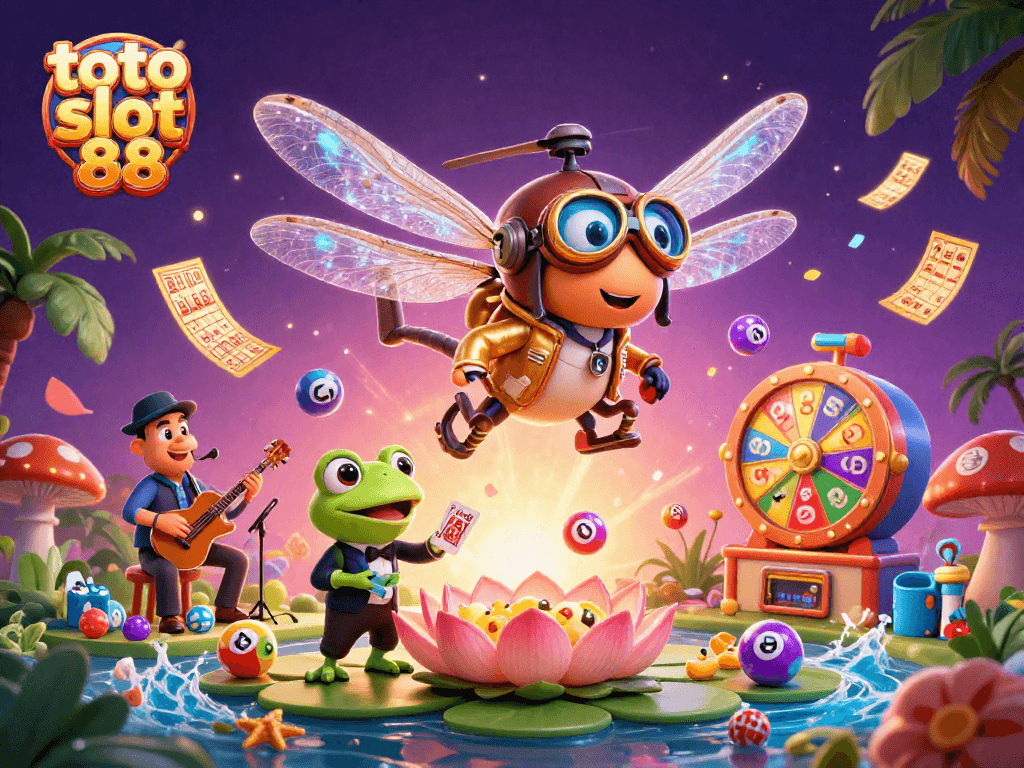 Experience thrilling gameplay at toto slot 88 with vibrant characters and exciting casino elements in a dynamic scene.