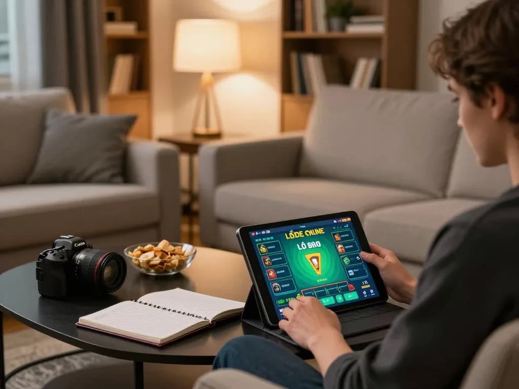 Lô đề online gaming session at home focusing on engagement and strategy notes