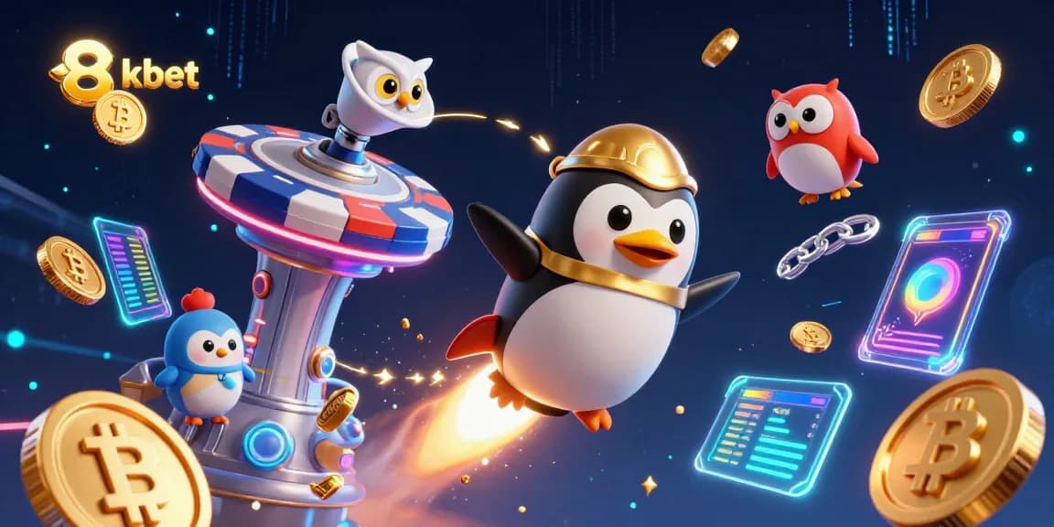 Experience thrilling gameplay with 8xbet, featuring vibrant animated characters in a dynamic casino-themed illustration.