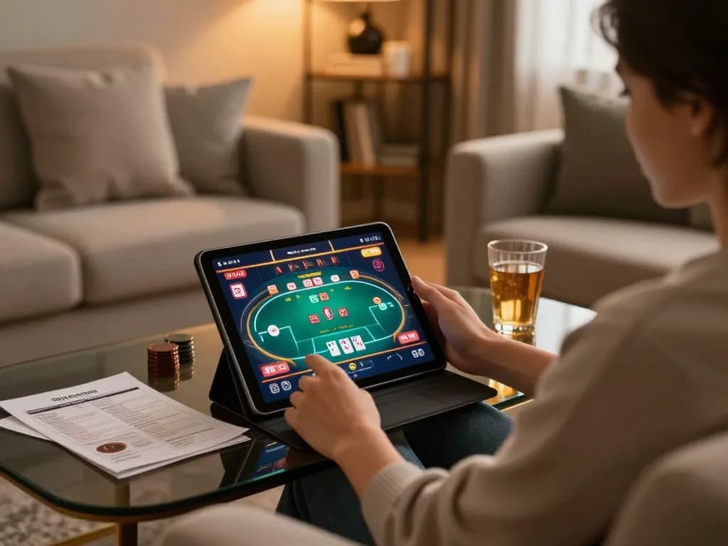 Engaging in poker gameplay on open88.com from a comfortable home setting, showcasing a relaxing atmosphere.