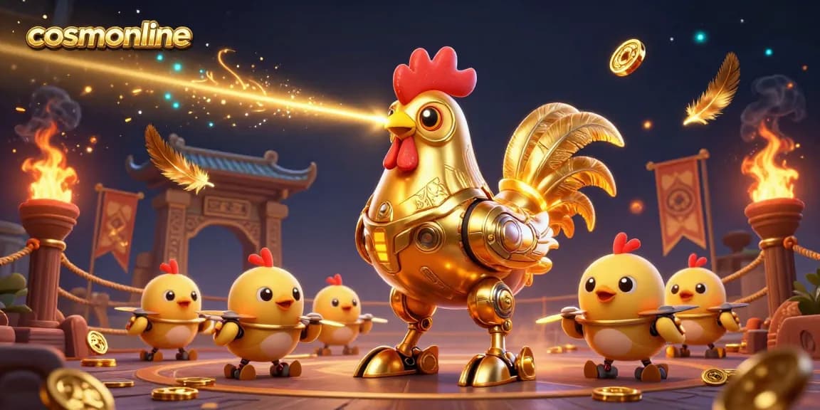 cosmonline presents a dynamic casino scene with vibrant 3D characters, showcasing thrilling gaming elements.