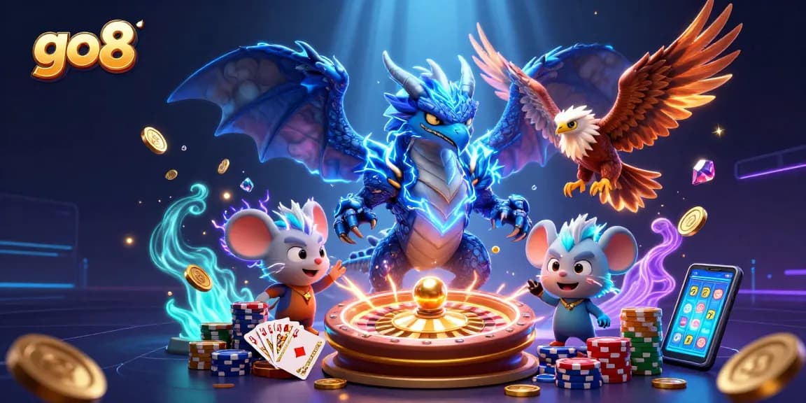 Experience thrilling action at go8 with a powerful dragon, dazzling coins, and dynamic gaming elements.