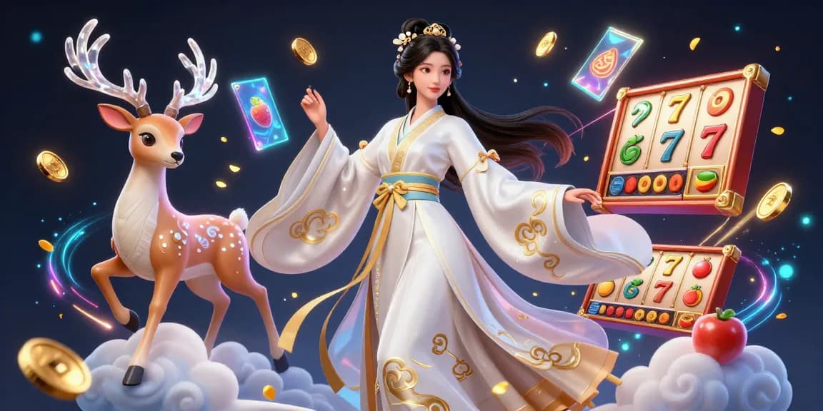 Spin the slot reels with engaging elements in this vibrant 3D casino illustration.