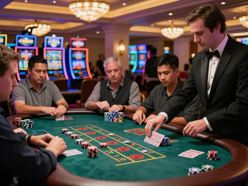 Players enjoying blackjack at TG88 casino, showcasing excitement and engagement in a luxurious setting