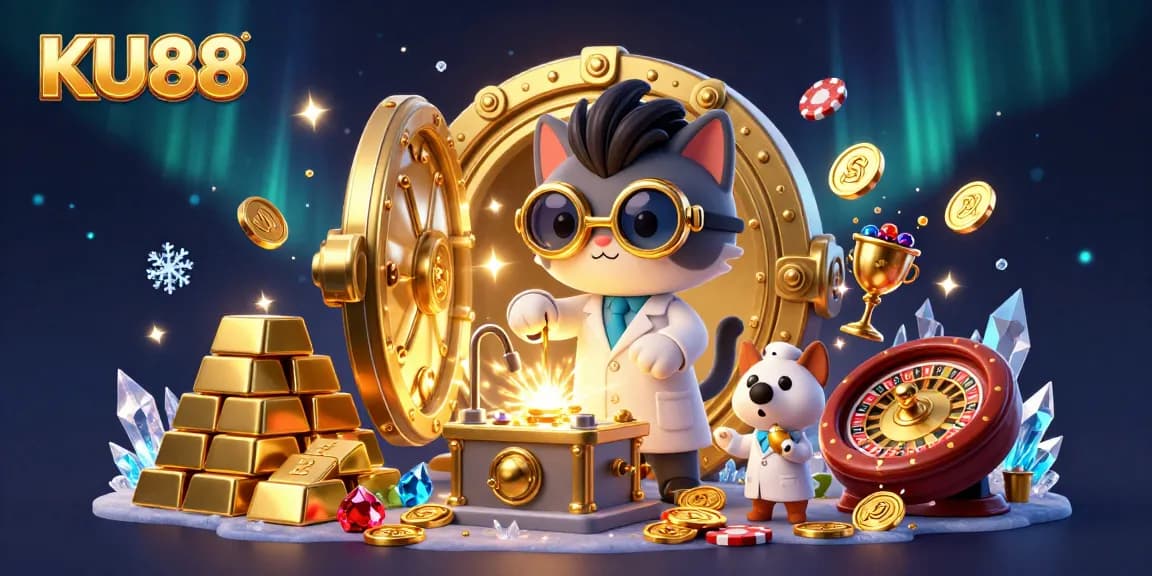 Experience thrilling gameplay with KU88's vibrant casino scene featuring classic gaming elements.