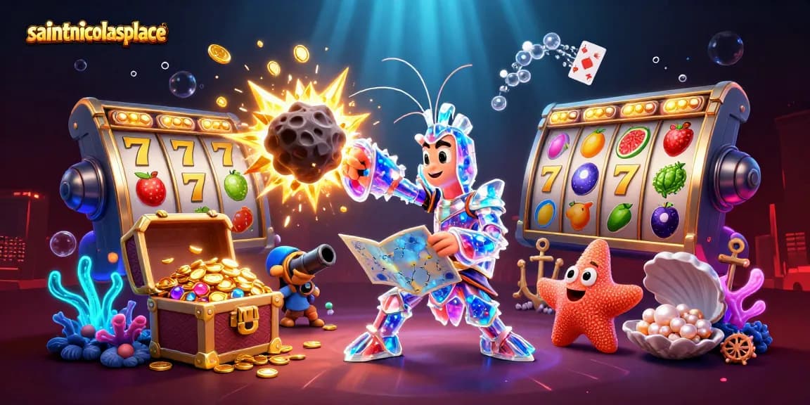 Experience thrilling gambling action at saintnicolasplace with vibrant slot reels and exciting casino elements.