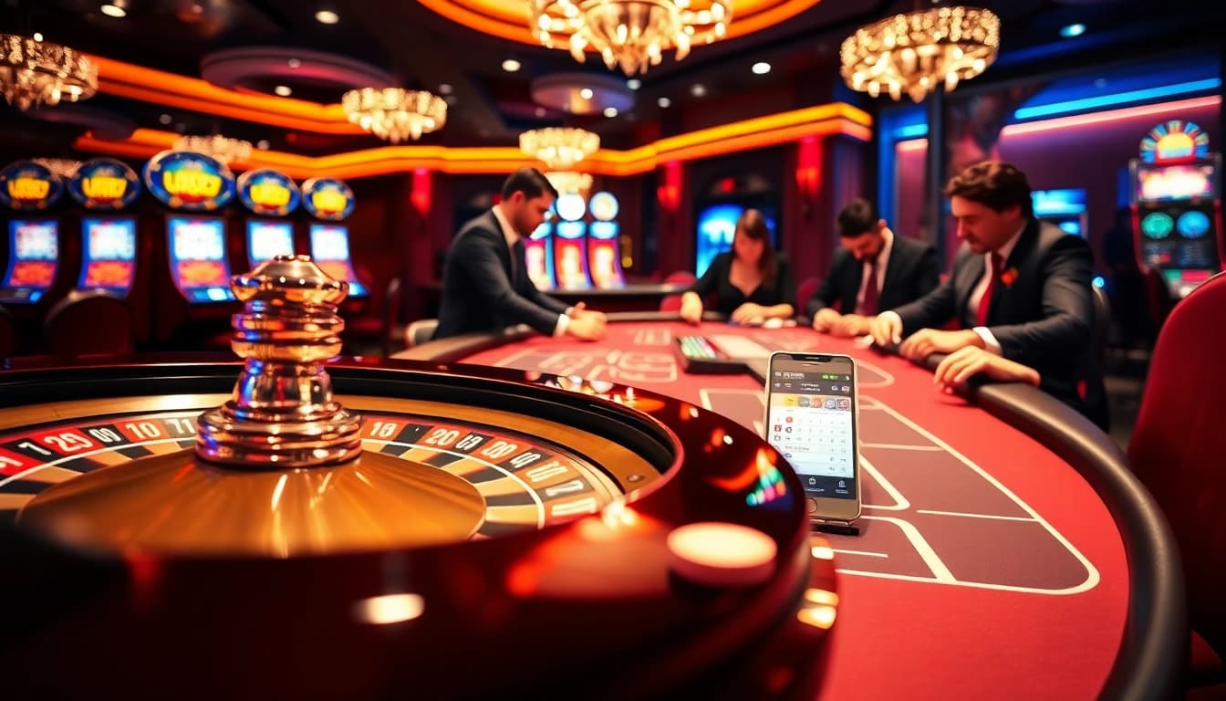 Experience thrilling gameplay with MM88 at an upscale casino setting, showcasing poker chips and a roulette wheel.