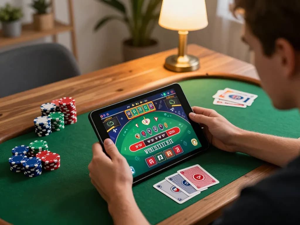 Sunwin online gaming session showing a player managing bets and poker chips on a tablet.