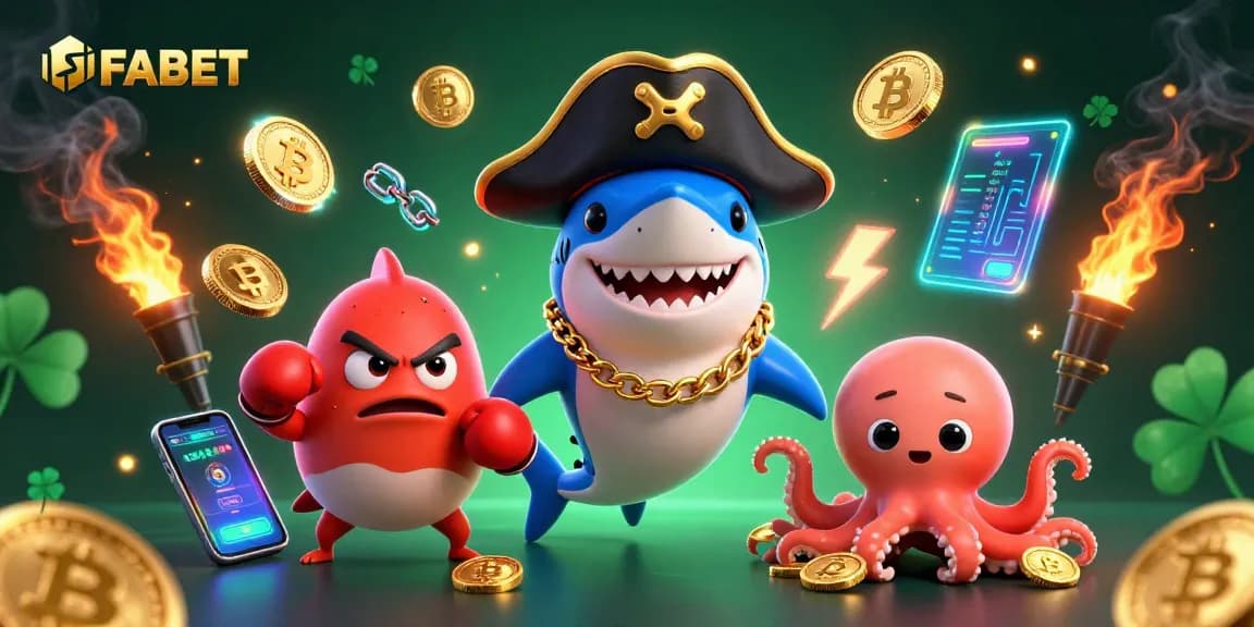 FABET showcases an action-packed casino adventure with engaging characters and vibrant crypto elements.