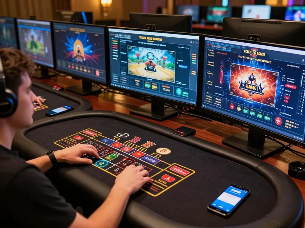 Engaged player exploring TG88 CAM online gaming options while managing betting strategies
