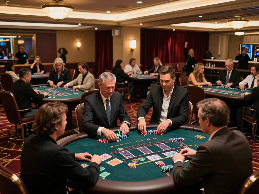 Players strategizing and betting at cm 88 casino blackjack tables with vibrant atmosphere.