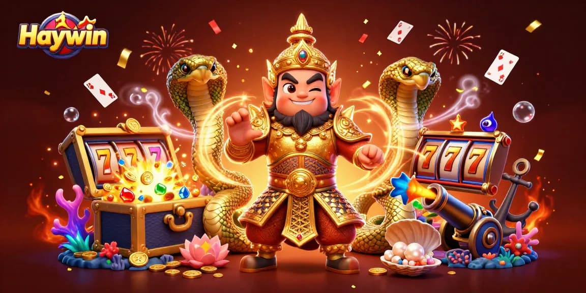 Experience the thrill of Haywin's casino games with vibrant characters and gold-filled treasures.