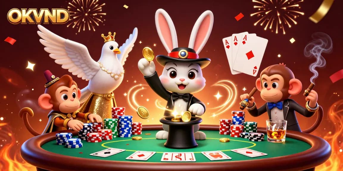 Experience thrilling moments at OKVND with a vibrant casino scene featuring magic and poker excitement.
