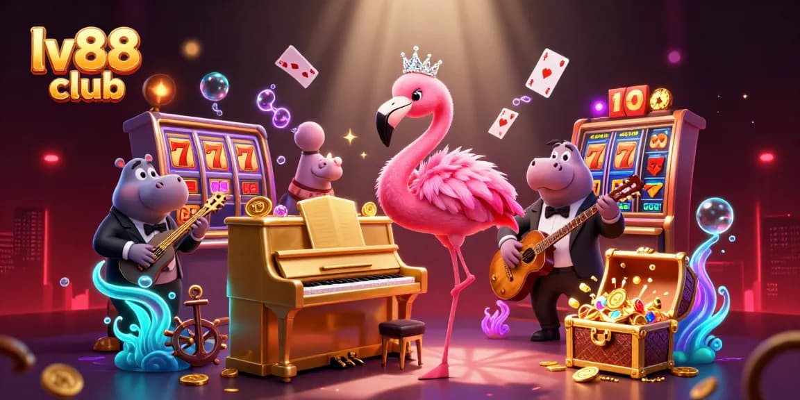 Engage with the lv88 club's exciting slots and games featuring vibrant characters in a lively casino setting.