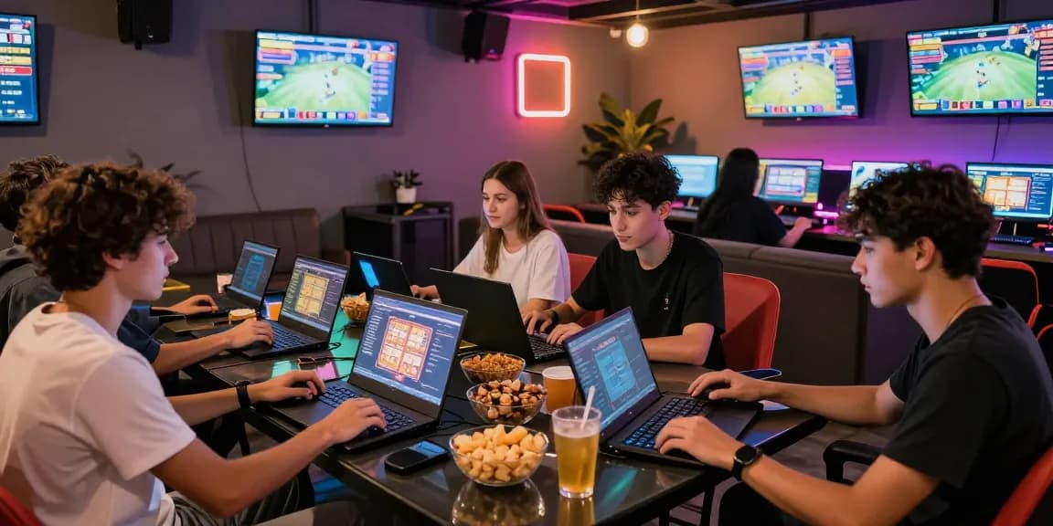 Exciting slot7000 gaming scene with friends enjoying tabletop games in a modern lounge.