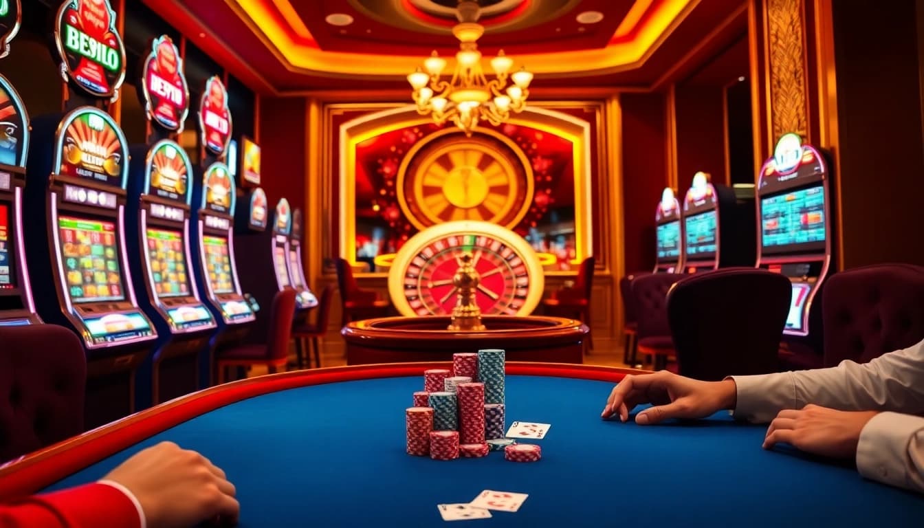 Engaging players at a luxurious ABC8 casino table surrounded by exciting betting options.