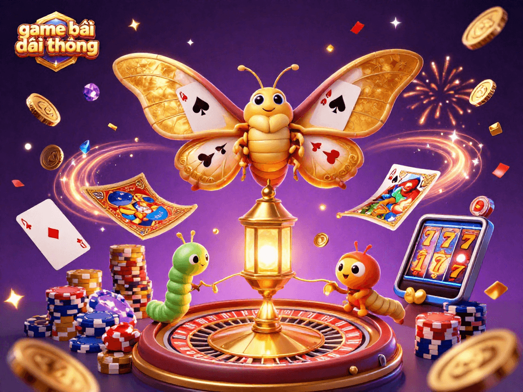 Engage with exciting game bài đổi thưởng featuring vibrant 3D casino elements and animated characters.