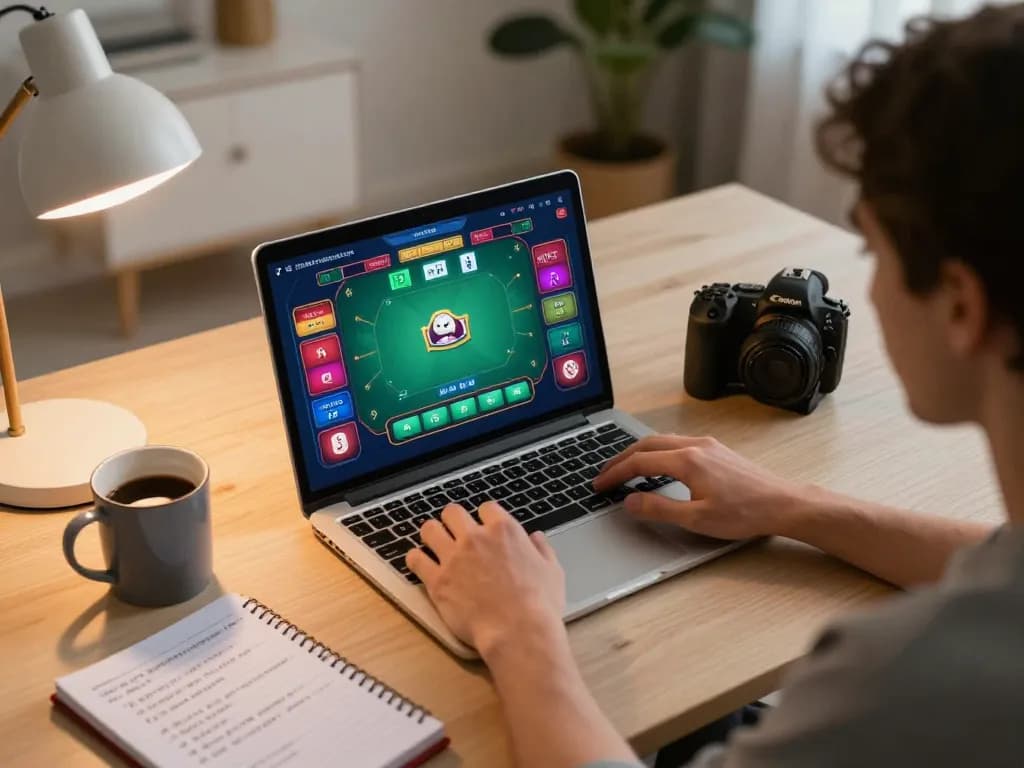 Fokus777 user placing bets in an engaging online poker game from their cozy home setup.